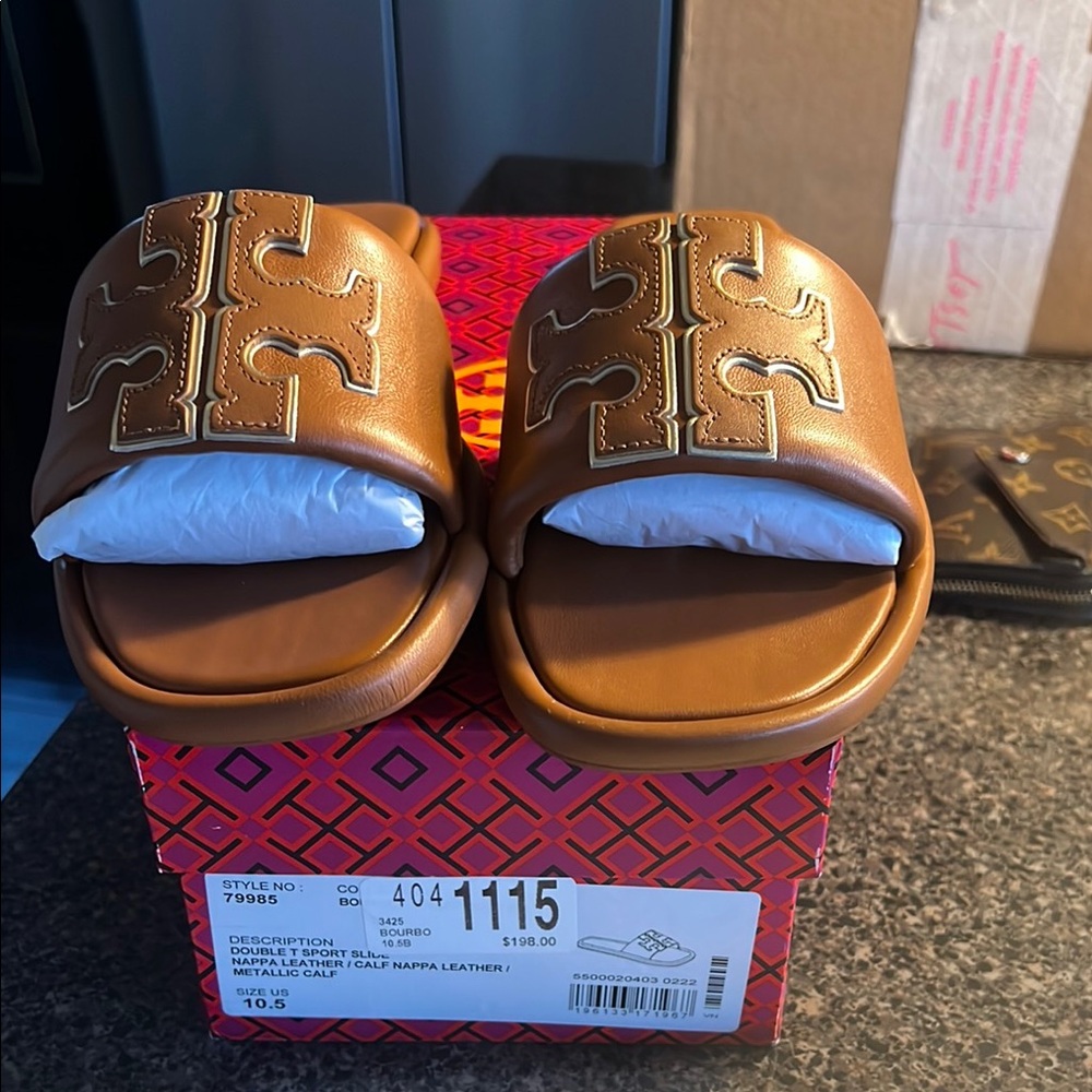 Tory Burch Metallic Calf Leather Slides